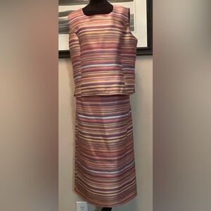 Lily & Taylor Couture Skirt Suit Women Sz 16 Striped Maxi Sleeveless